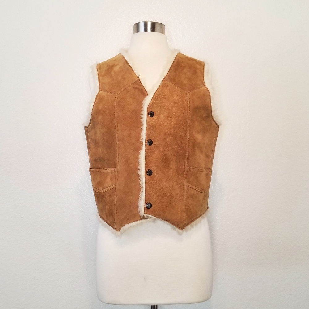 VINTAGE LEATHER SHERPA VEST HANDMADE ARIZONA